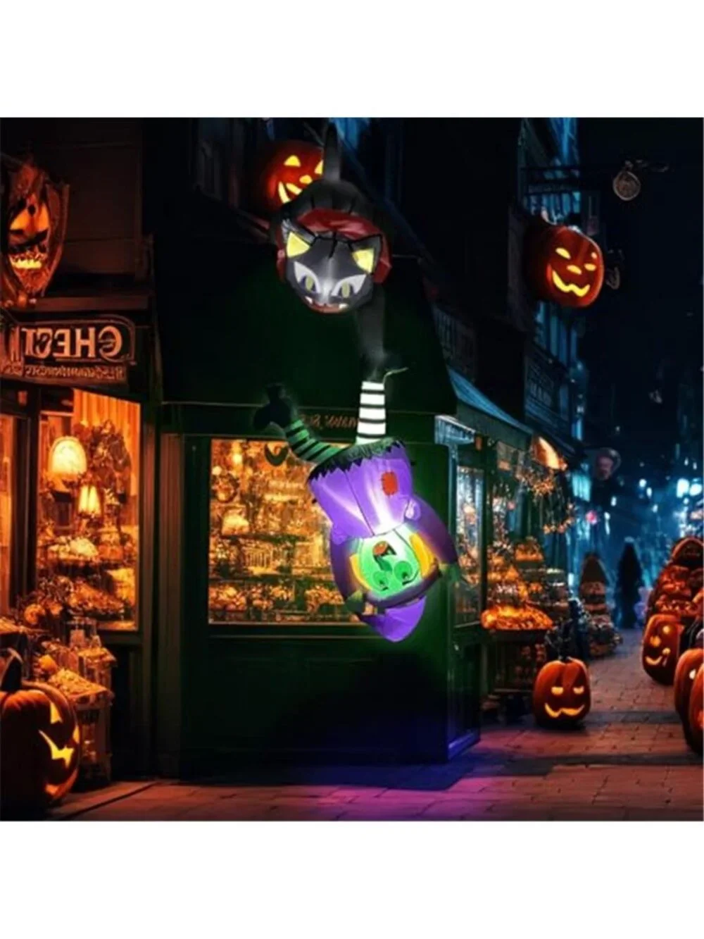 OurWarm 8FT Inflatable Witch Cat Halloween Inflatables Outdoor Decorations